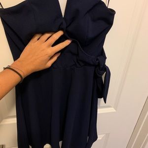 Navy strapless cocktail dress from francesca’s